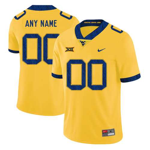 Mens West Virginia Mountaineers Customized Yellow College Football Jersey